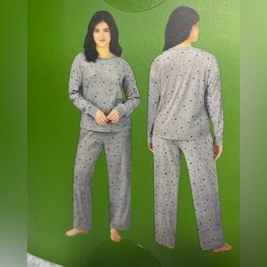 Kate Spade Fleece Pajama Lounge Set - Grey Polka Dot - Large